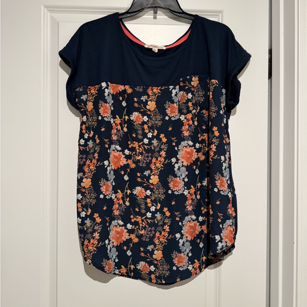 Rewind Navy Floral Women's Blouse